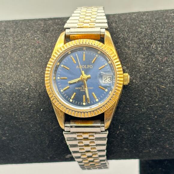 Vintage Gold & Blue Watch - Picture 1 of 3